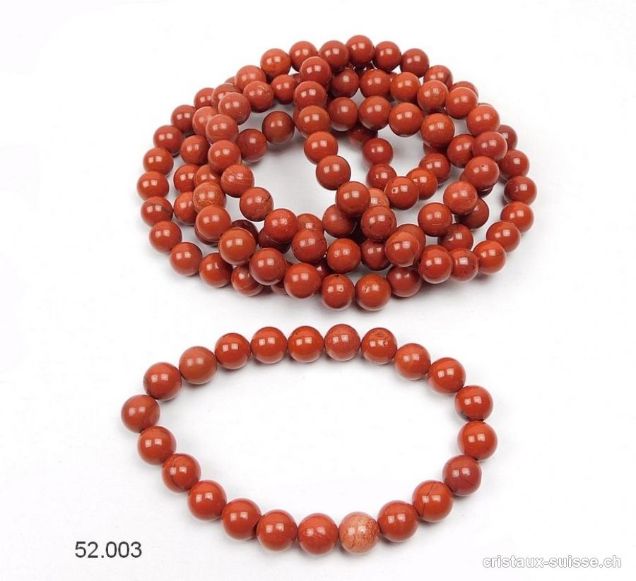 Bracelet Jaspe Rouge 8 mm / 21 cm