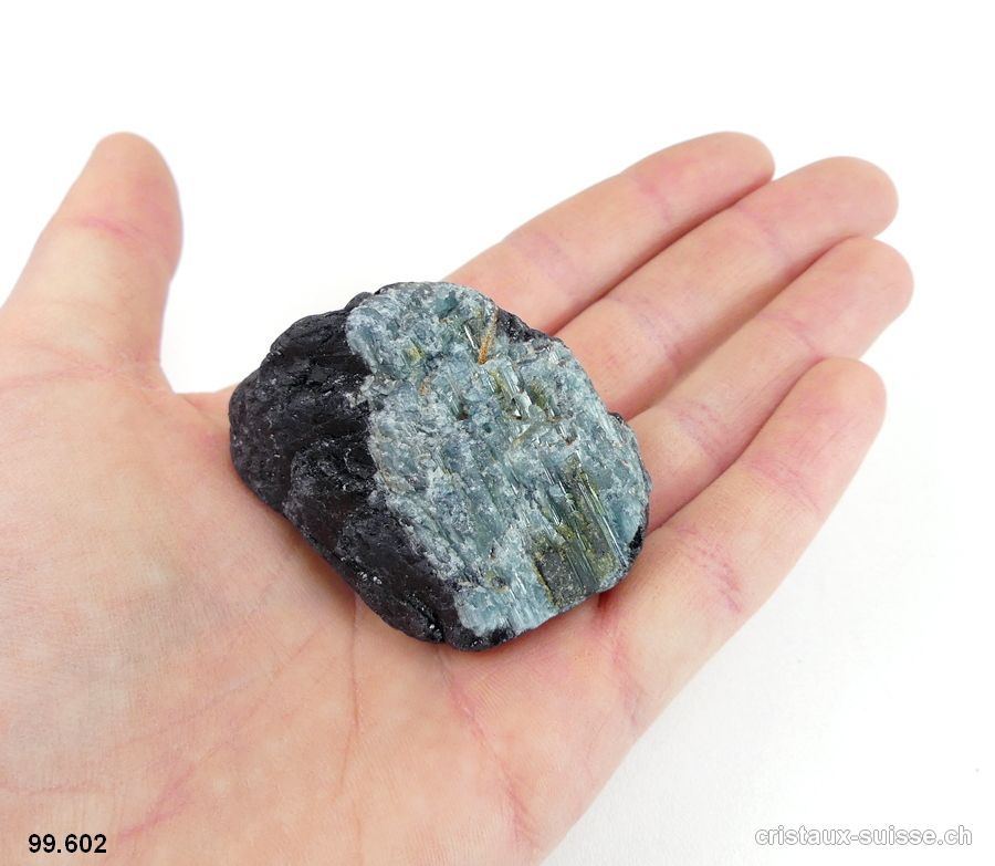 Tourmaline noire, bleue - indigolite et verte cristallisée. Pièce unique