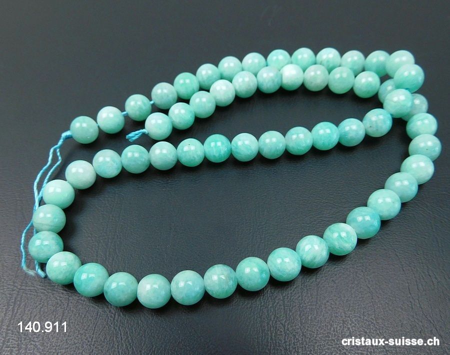 Rang Amazonite du Brésil 6,5 mm / 39 cm, env. 60 boules