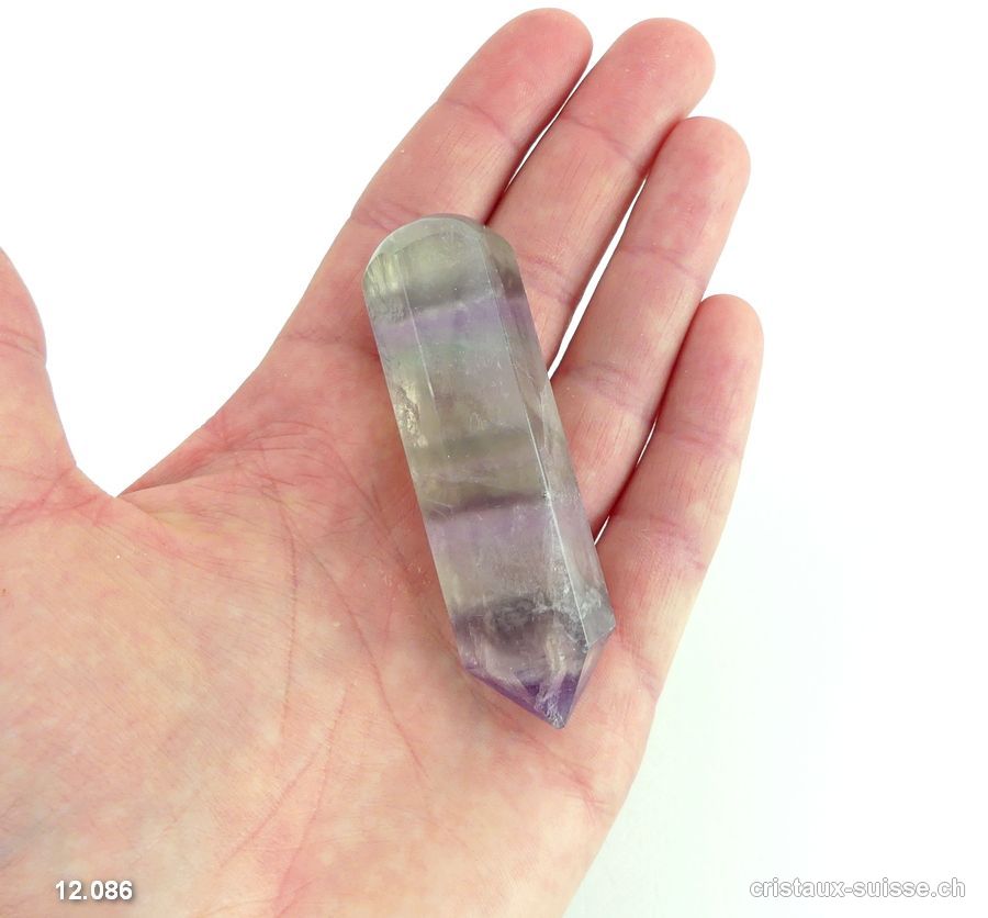 Bâton Fluorite arc-en-ciel hexagonal 7 x 1,8 cm. Pièce unique