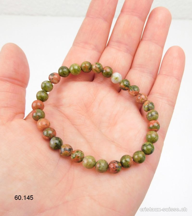 Bracelet Unakite - épidote 6,5 - 7 mm / 18,5 - 19 cm