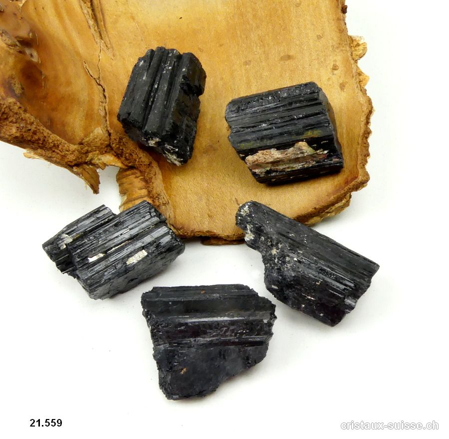 Tourmaline noire cristallisée brute 2,5 à 3,5 cm, 19 à 22 grammes