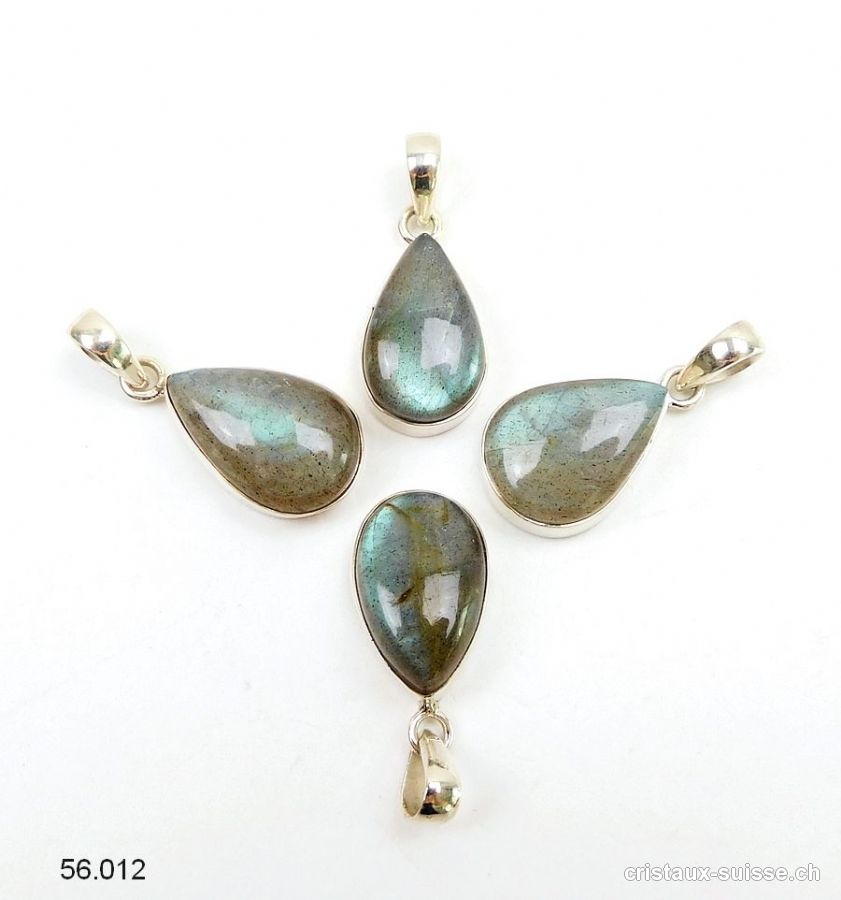 Pendentif Labradorite bleu-vert en argent 925