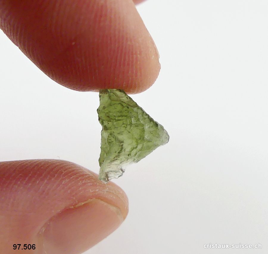 Moldavite 1,2 x 0,9 x 0,5 cm. Pièce unique 2,4 carats