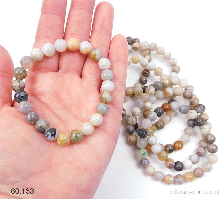 Bracelet Agate Mix 8,5 mm / 18,5 - 19 cm