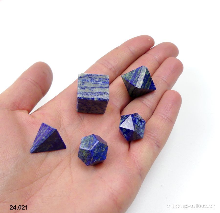 5 solides de Platon Lapis-lazuli. Pièce unique