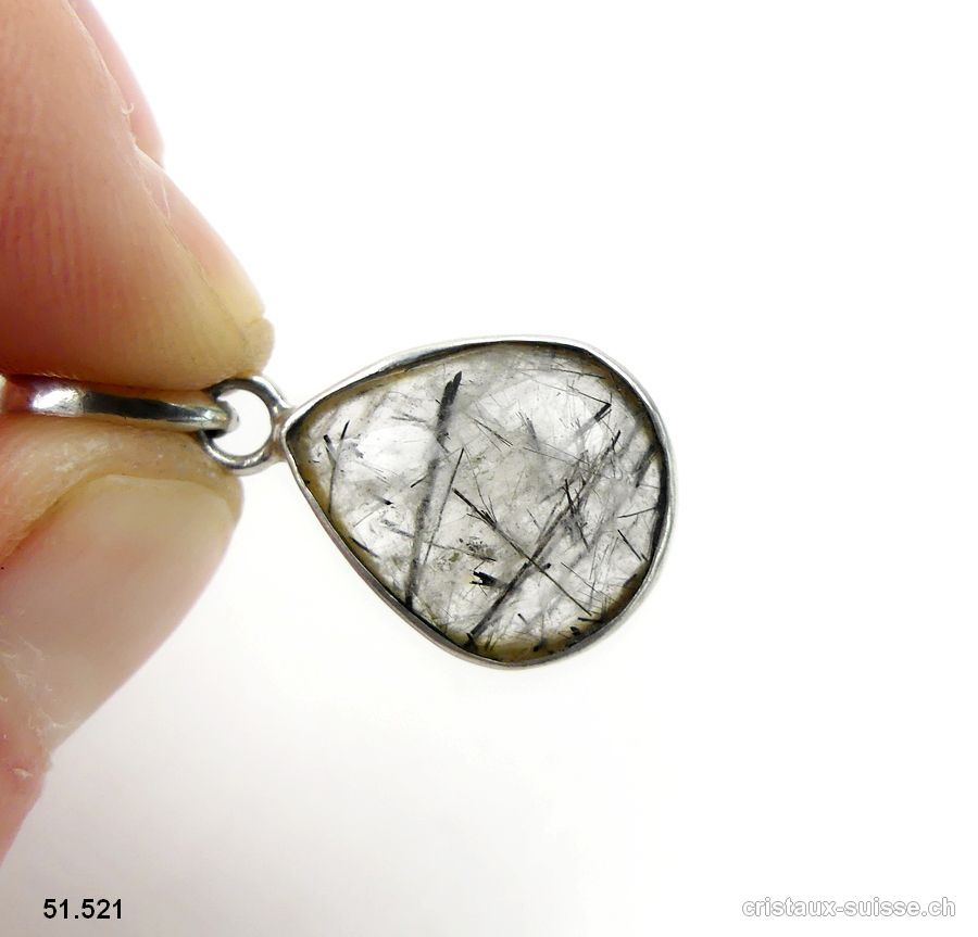 Pendentif Tourmaline - Quartz facetté en argent 925. Pièce unique