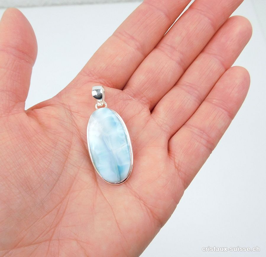 Pendentif Larimar et argent 925. Pièce unique