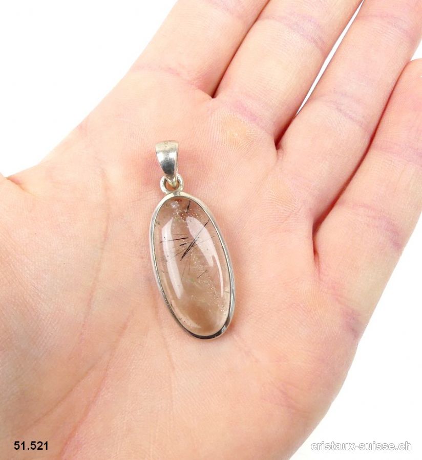 Pendentif Tourmaline - Quartz en argent 925. Pièce unique