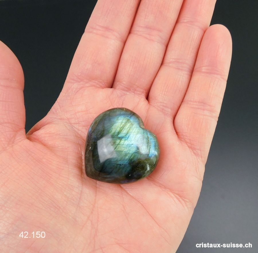 Coeur Labradorite 3,1 x 3,1 x 1,9 cm. Pièce unique