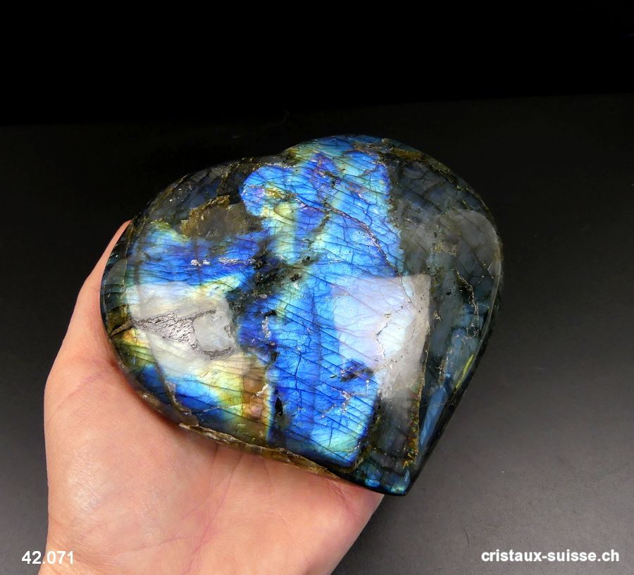 Coeur Labradorite XXL. Pièce unique 730 grammes