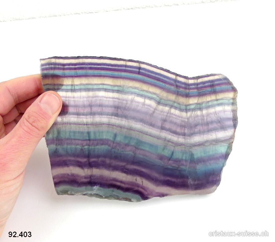 Fluorite - Fluorine arc-en-ciel, plaque polie 15 cm et Support. Lot unique