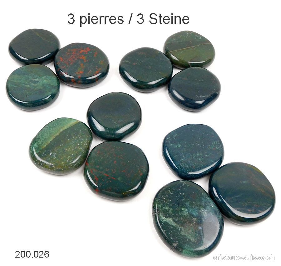 3 x Héliotrope plat env. 4 cm x épais. 1 cm. Taille L-XL