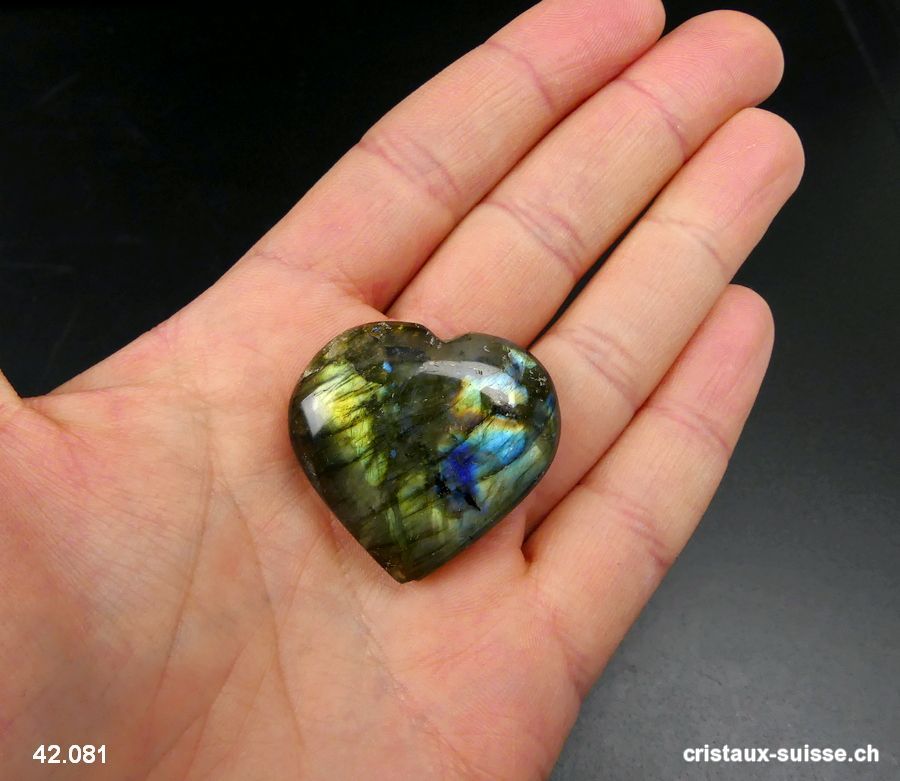 Coeur Labradorite 3,3 x 3,1 x 1 cm. Pièce unique. OFFRE SPECIALE