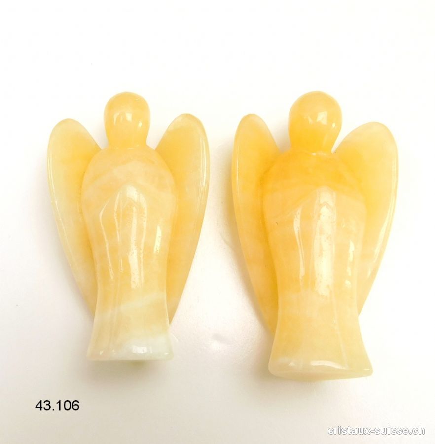 Ange Calcite jaune-orangé 7,3 - 7,5 x 4,5 cm. Ange de protection