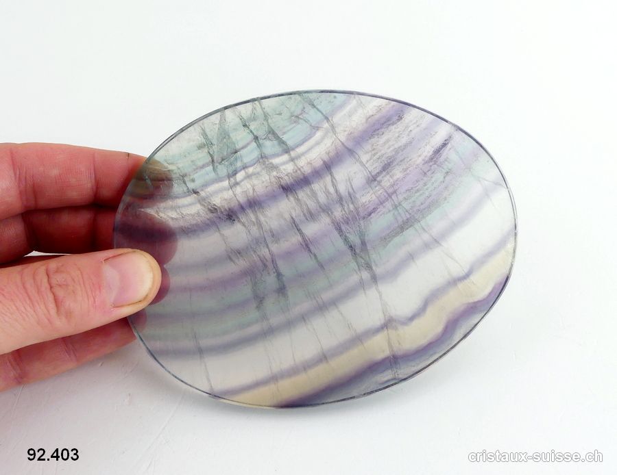 Fluorite - Fluorine arc-en-ciel, plaque polie 11,4 cm et Support. Lot unique