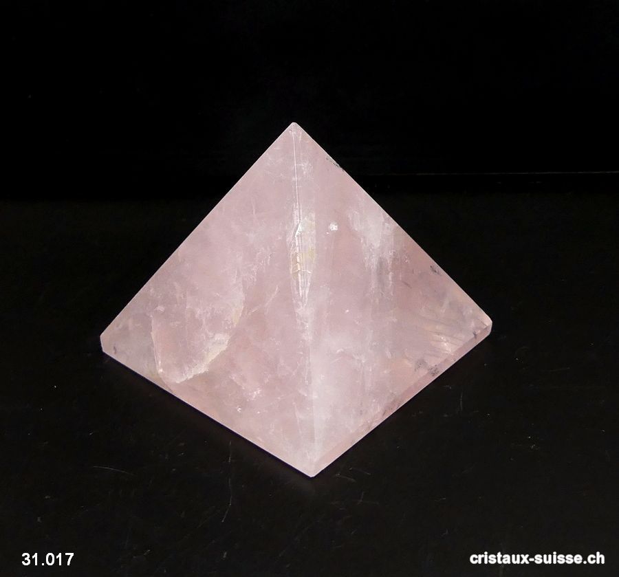 Pyramide Quartz rose clair, base 5,1 cm x haut. 4,4 cm. Pièce unique