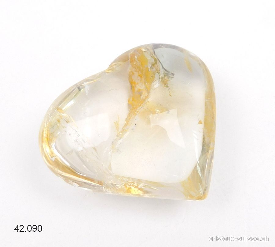 Coeur Citrine naturelle 5 x 4,5 cm. Pièce unique 64,5 grammes